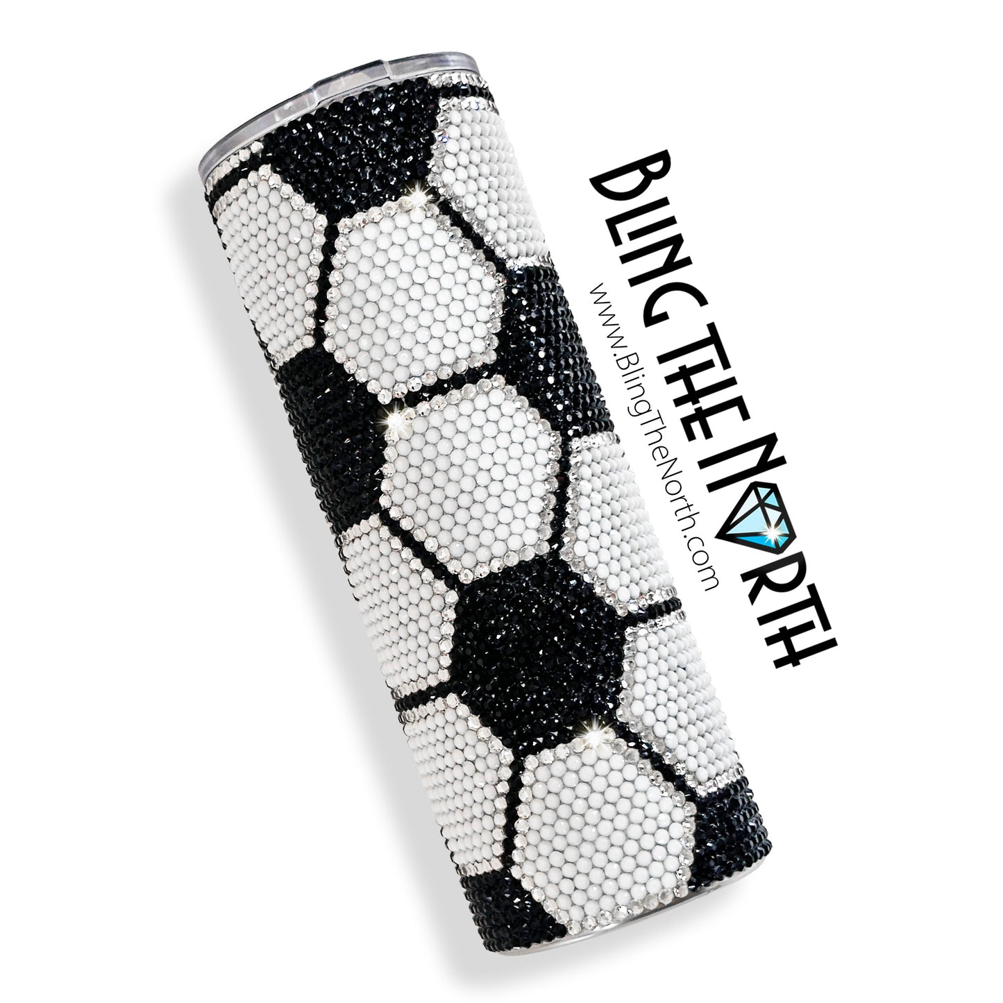 SOCCER BLING Rhinestone Football Pattern Template | SS16 4mm - 16oz Plump Straight Tumbler Design | PNG for Sublimation or Vinyl