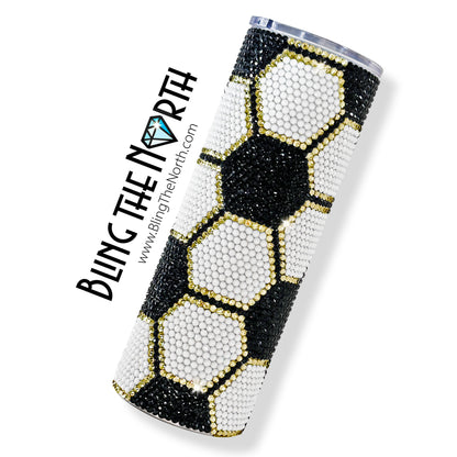 SOCCER BLING Rhinestone Football Pattern Template | SS16 4mm - 16oz Plump Straight Tumbler Design | PNG for Sublimation or Vinyl