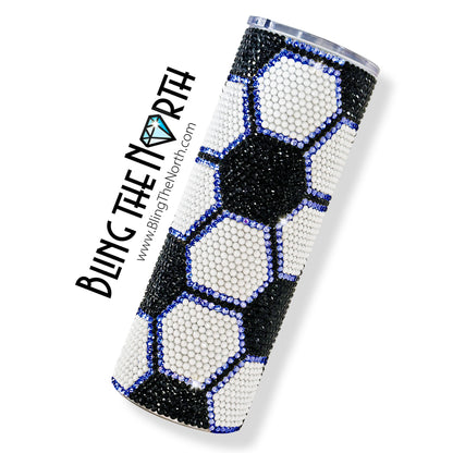 SOCCER BLING Rhinestone Football Pattern Template | SS20 5mm - 30oz Skinny Straight Tumbler Design | PNG for Sublimation or Vinyl