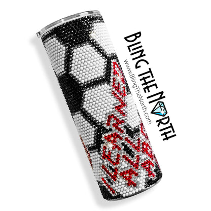 SOCCER LIFE Rhinestone Football Pattern Template | SS16 4mm - 20oz Skinny Straight Tumbler Design | PNG for Sublimation or Vinyl