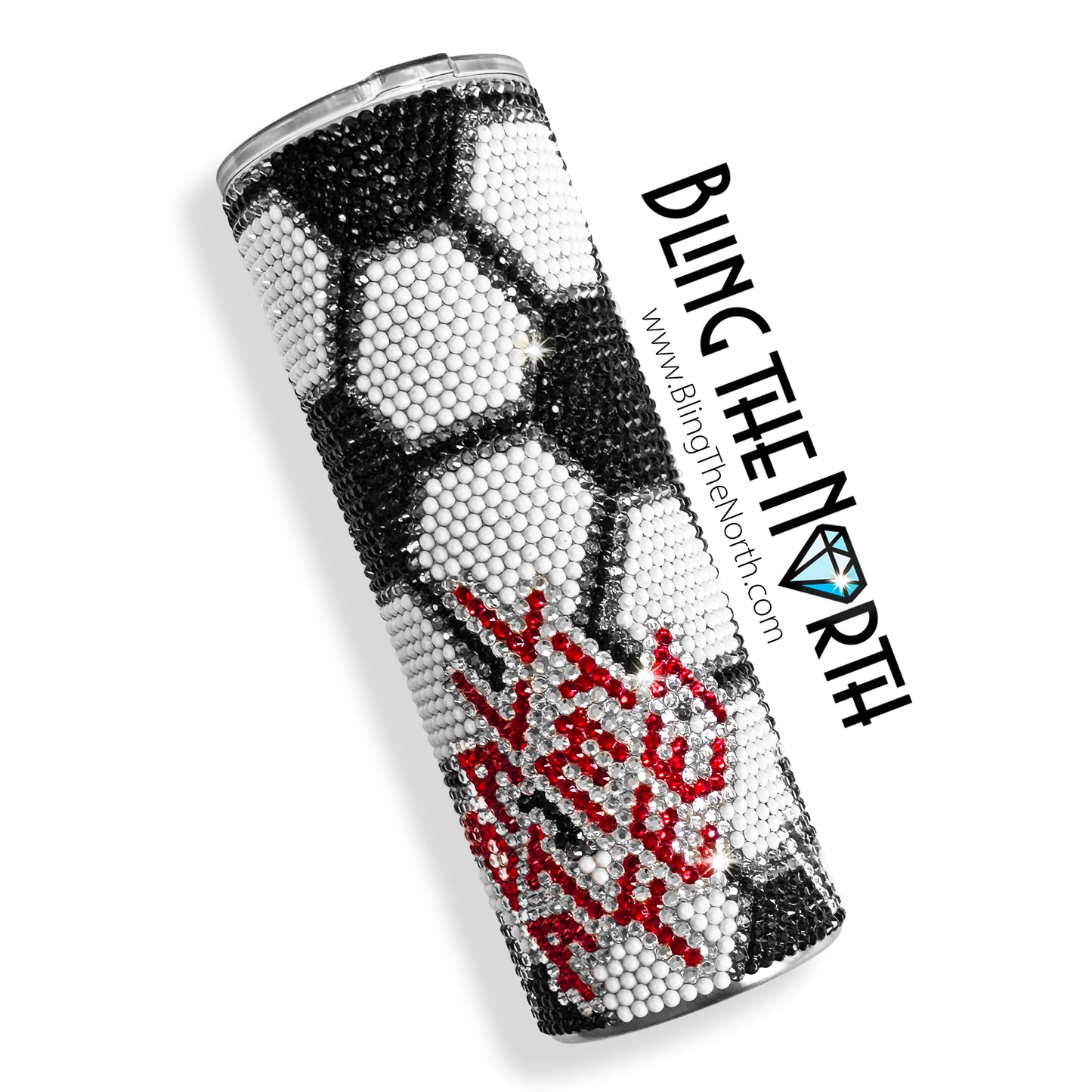 SOCCER LIFE Rhinestone Football Pattern Template | SS16 4mm - 16oz Plump Straight Tumbler Design | PNG for Sublimation or Vinyl