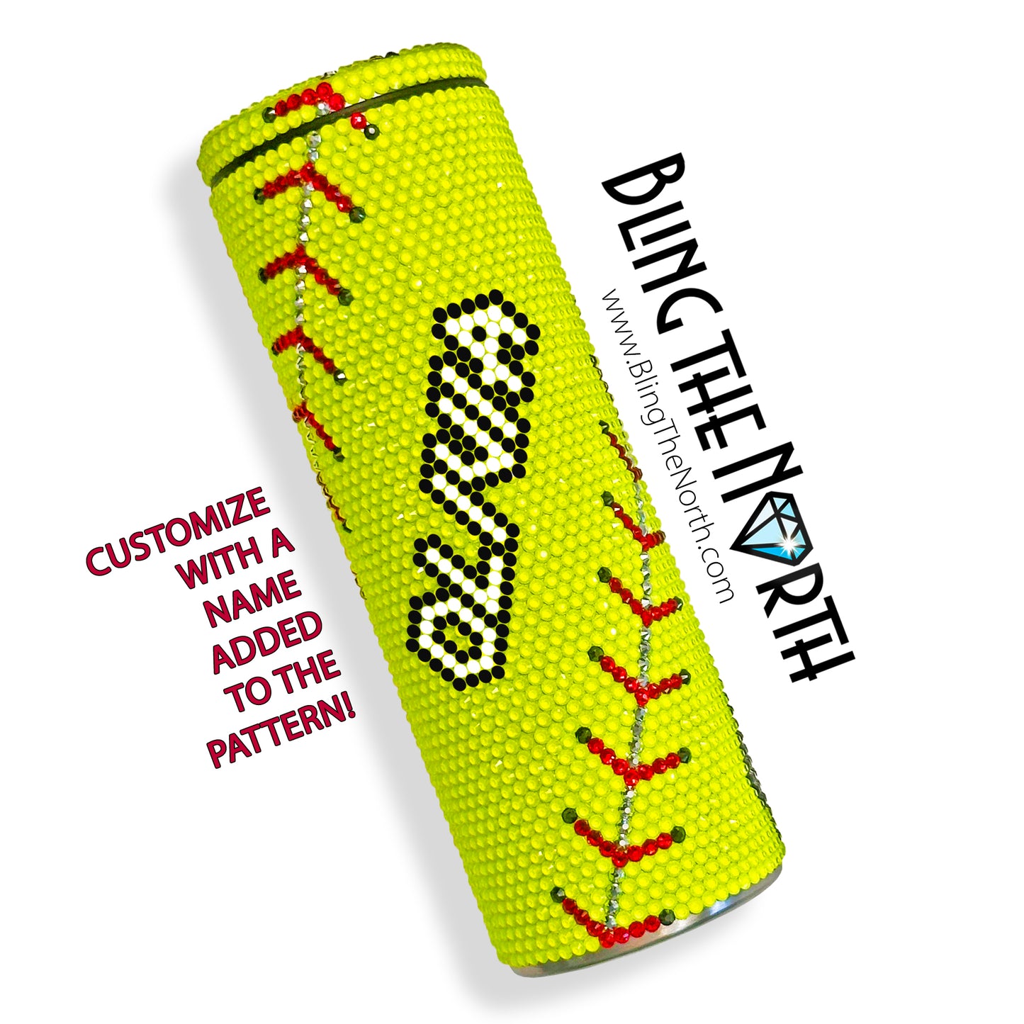 SOFTBALL LIFE Custom NAME Rhinestone Pattern Template | SS16 4mm - 20oz Skinny Straight Tumbler Design | PNG for Sublimation or Vinyl