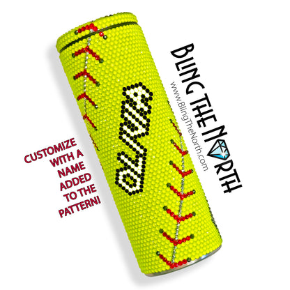 SOFTBALL LIFE Custom NAME Rhinestone Pattern Template | SS16 4mm - 20oz Skinny Straight Tumbler Design | PNG for Sublimation or Vinyl