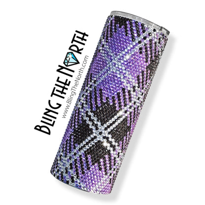 VIOLET TARTAN Rhinestone Pattern Template | SS16 4mm - 32oz Plump Straight Tumbler Design | PNG for Sublimation or Vinyl