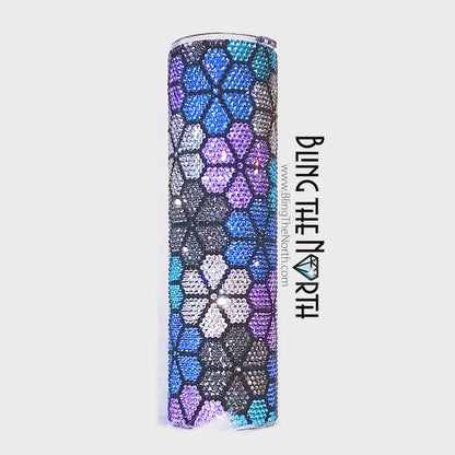 FLOWER POWER Rhinestone Pattern Template | SS16 4mm - 24oz Plump Tumbler Design | PNG for Sublimation or Vinyl