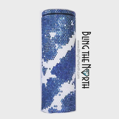 DENIM BLUES Rhinestone Pattern Template | SS16 4mm - 20oz Skinny Straight Tumbler Design | PNG for Sublimation or Vinyl