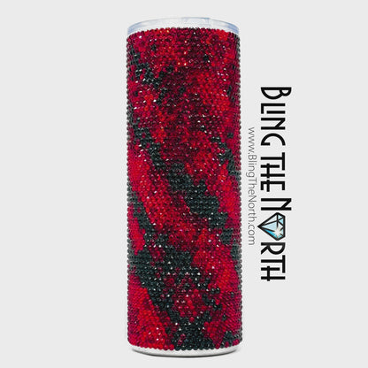 SCARLET STORM Rhinestone Tumbler | 20oz Skinny Straight | Bling the North | Custom Bling Design | Glass Rhinestones | Straw | Red and Black