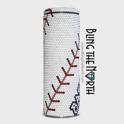 BASEBALL LIFE Rhinestone Tumbler | 20oz Slurp Straight | Bling the North | Custom Bling Design | Glass Rhinestones | Straw Included