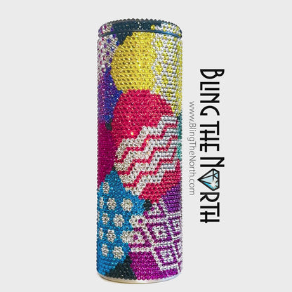 EASTER EGGS - BRIGHT Rhinestone Pattern Template | SS16 4mm - 24oz Plump Straight Tumbler Design | PNG for Sublimation or Vinyl