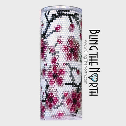 CHERRY BLOSSOMS Rhinestone Pattern Template | SS20 5mm - 20oz Skinny Straight Tumbler Design | PNG for Sublimation or Vinyl