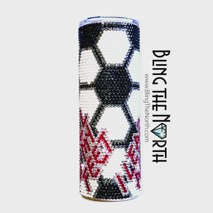 SOCCER LIFE Rhinestone Football Pattern Template | SS16 4mm - 20oz Skinny Straight Tumbler Design | PNG for Sublimation or Vinyl