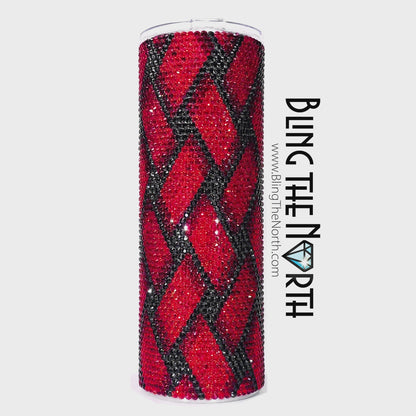 3D BASKETWEAVE Rhinestone Tumbler | 20oz Skinny Straight | Custom Bling Design | Glass Rhinestones | Straw Incl