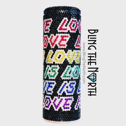 LOVE IS LOVE Dk Rhinestone Pattern Template | SS16 4mm - 20oz Skinny Straight Tumbler Design | PNG for Sublimation or Vinyl