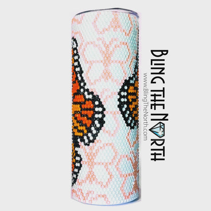 MONARCH BUTTERFLIES Rhinestone Pattern Template | SS16 4mm - 30oz Skinny Straight Tumbler Design | PNG for Sublimation or Vinyl