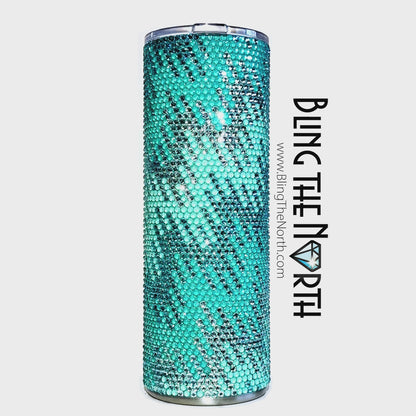 CHAIN REACTION Aqua Rhinestone Pattern Template | SS16 4mm - 24oz Plump Straight Tumbler Design | PNG for Sublimation or Vinyl