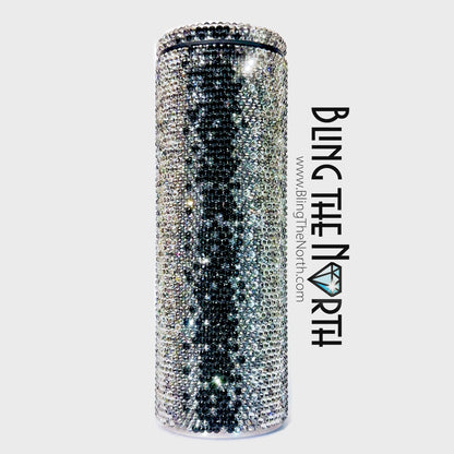 VERTICAL OMBRE Rhinestone Tumbler | 20oz Slurp Straight | Bling the North | Custom Bling Design | Glass Rhinestones | Straw Included