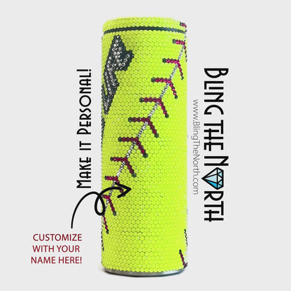 SOFTBALL LIFE Custom NAME Rhinestone Pattern Template | SS16 4mm - 20oz Skinny Straight Tumbler Design | PNG for Sublimation or Vinyl