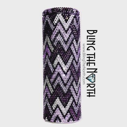 CHEVRONS INTERRUPTED Rhinestone Tumbler | 20oz Slurp Straight | Bling the North | Custom Bling Design | Glass Rhinestones | Straw Included