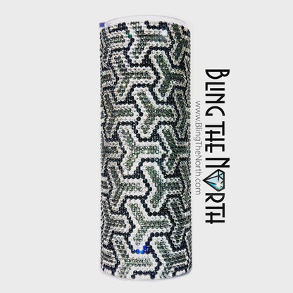 OPEN WEAVE Rhinestone Tumbler | 24oz Plump Straight | Custom Bling Design | Glass Rhinestones | Straw Included