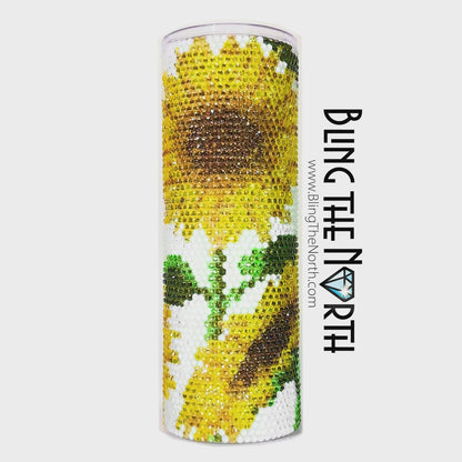 FALL SUNFLOWERS Rhinestone Pattern Template | SS16 4mm - 24oz Plump Straight Tumbler Design | PNG for Sublimation or Vinyl