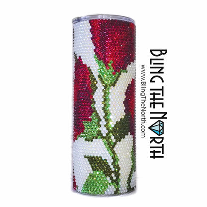 BRILLIANT BLOOMS Rhinestone Pattern Template | SS16 4mm - 20oz Skinny Straight Tumbler Design | PNG for Sublimation or Vinyl