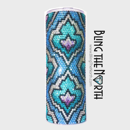 FROZEN FLAME Rhinestone Tumbler | 24oz Plump Straight | Bling the North | Custom Bling Design | Glass Rhinestones | Straw Included