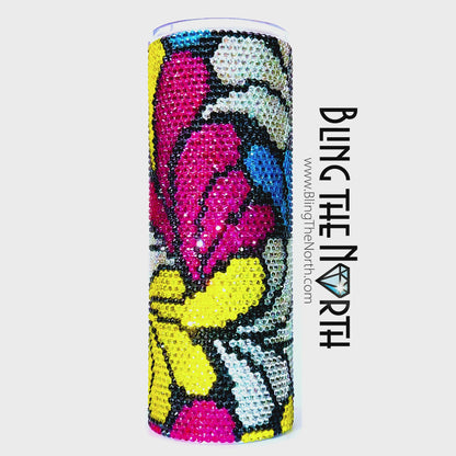 SPLASH Rhinestone Tumbler | 24oz Plump Straight | Bling the North | Custom Bling Design | Glass Rhinestones | Straw Included | Water