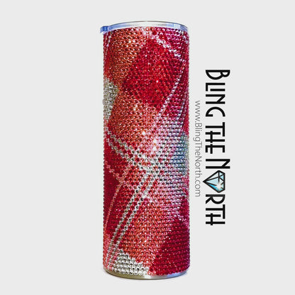 FLANNEL SHIRT Rhinestone Tumbler | 20oz Skinny Straight | Custom Bling Design | Glass Rhinestones | Straw Incl