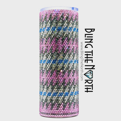 SOUND WAVES Rhinestone Tumbler | 24oz Plump | Custom Bling Design | Glass Rhinestones | Straw Included