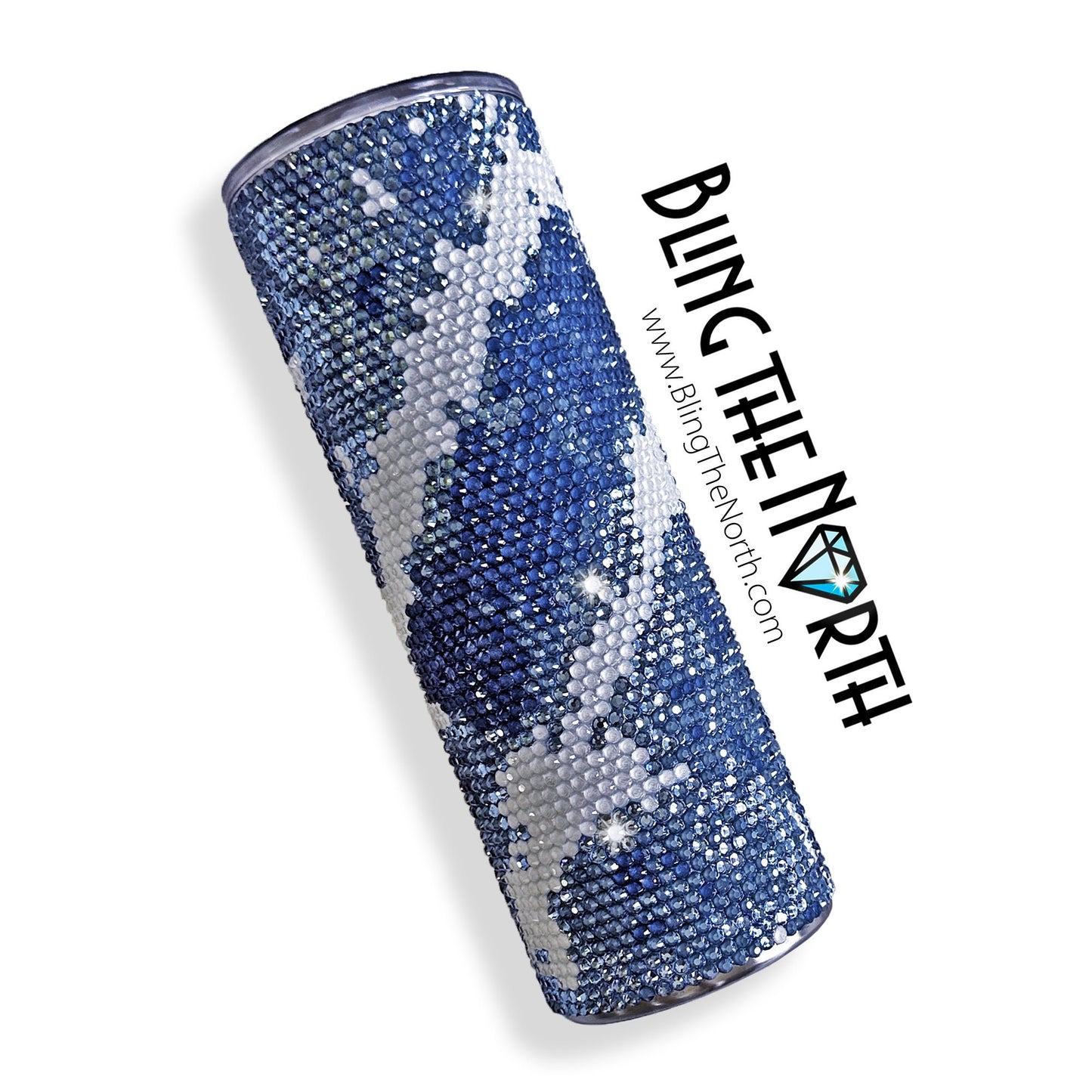 DENIM BLUES Rhinestone Pattern Template | SS16 4mm - 20oz Skinny Straight Tumbler Design | PNG for Sublimation or Vinyl