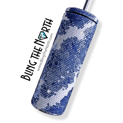 DENIM BLUES Rhinestone Pattern Template | SS16 4mm - 20oz Skinny Straight Tumbler Design | PNG for Sublimation or Vinyl