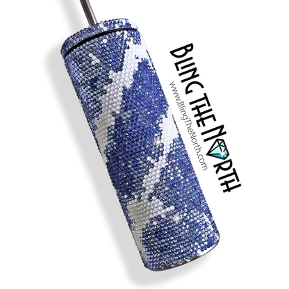 DENIM BLUES Rhinestone Pattern Template | SS16 4mm - 20oz Skinny Straight Tumbler Design | PNG for Sublimation or Vinyl