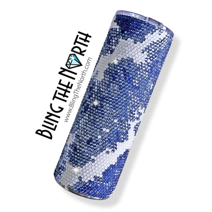 DENIM BLUES Rhinestone Pattern Template | SS16 4mm - 24oz Plump Straight Tumbler Design | PNG for Sublimation or Vinyl