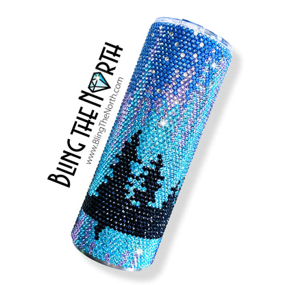 NORTHERN LIGHTS Rhinestone Pattern Template | SS16 4mm - 20oz Skinny Straight Tumbler Design | Aurora Borealis | PNG for Sublimation or Vinyl