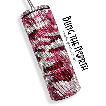 PINK CAMOUFLAGE Rhinestone Pattern Template | SS16 4mm - 20oz Skinny Straight Tumbler Design | PNG for Sublimation or Vinyl