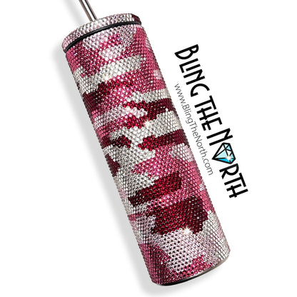 PINK CAMOUFLAGE Rhinestone Pattern Template | SS16 4mm - 30oz Skinny Straight Tumbler Design | PNG for Sublimation or Vinyl