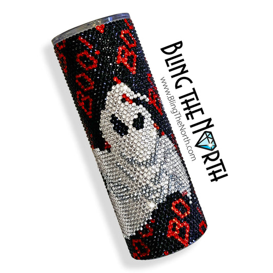 HALLOWEEN GHOSTS Rhinestone Tumbler | 20oz Skinny Straight | Bling the North | Custom Bling Design | Glass Rhinestones | Straw Included