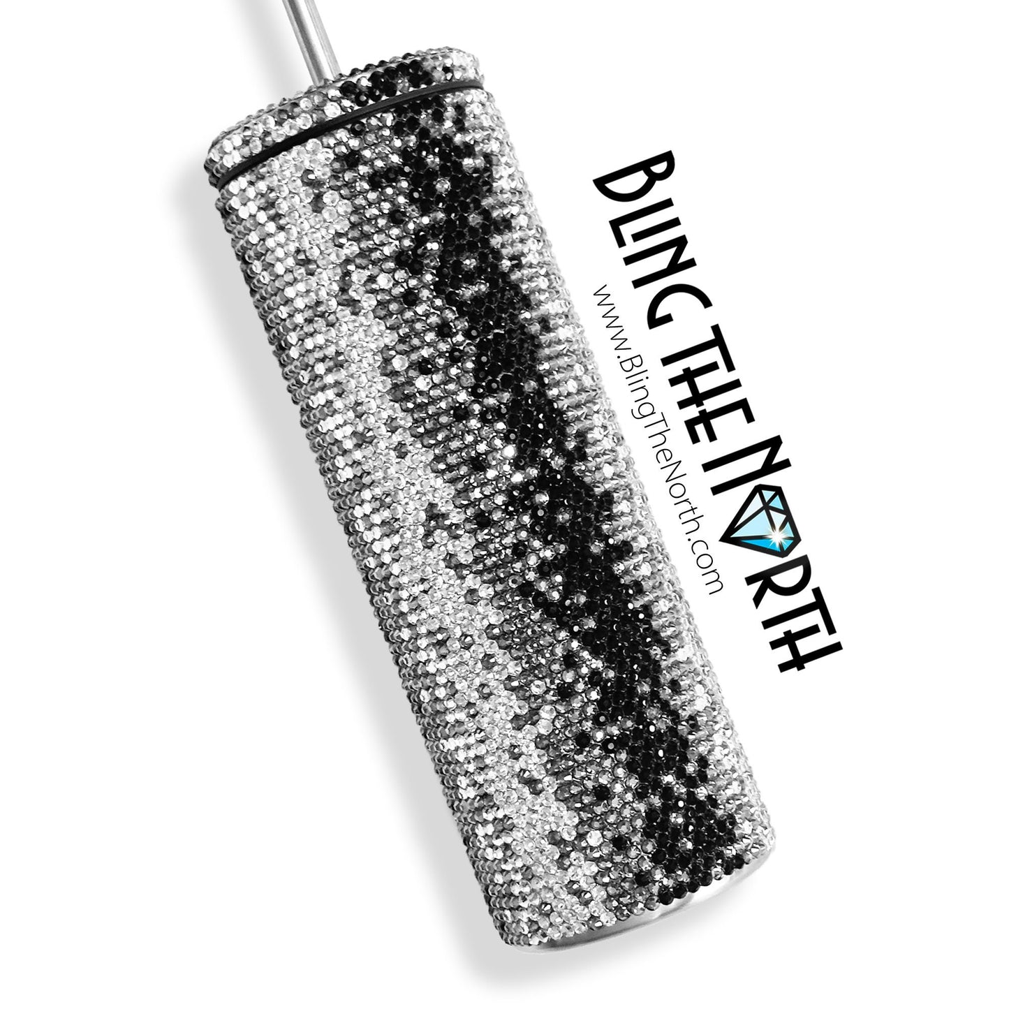 VERTICAL OMBRE Rhinestone Tumbler | 20oz Slurp Straight | Bling the North | Custom Bling Design | Glass Rhinestones | Straw Included