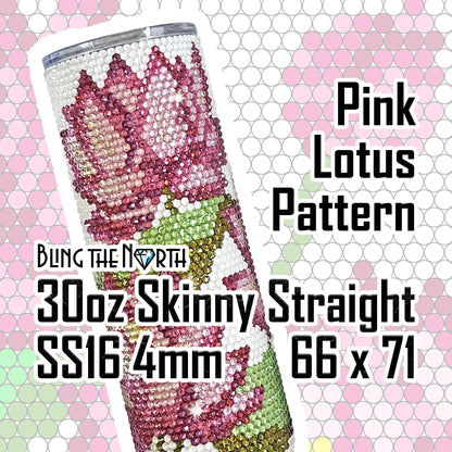 PINK LOTUS Rhinestone Pattern Template | SS16 4mm - 30oz Skinny Straight Tumbler Design | PNG for Sublimation or Vinyl